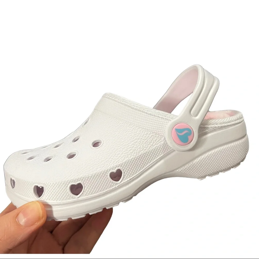 Skechers Toddler Girls Faux Fur Lined Clog Size 8-10 Pink Lavander‎ White